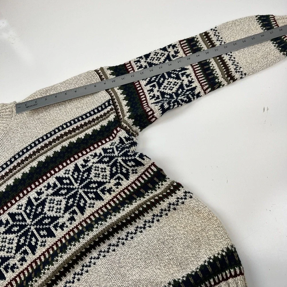 Vintage USA Made‎ Fieldmaster Sweater Blue Gray Winter Snowflkes Cotton Ski L